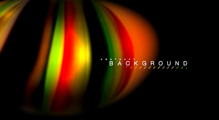 Abstract wave lines fluid rainbow style color stripes on black background. Artistic illustration for presentation, app wallpaper, banner or poster