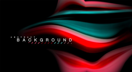 Abstract wave lines fluid rainbow style color stripes on black background. Artistic illustration for presentation, app wallpaper, banner or poster