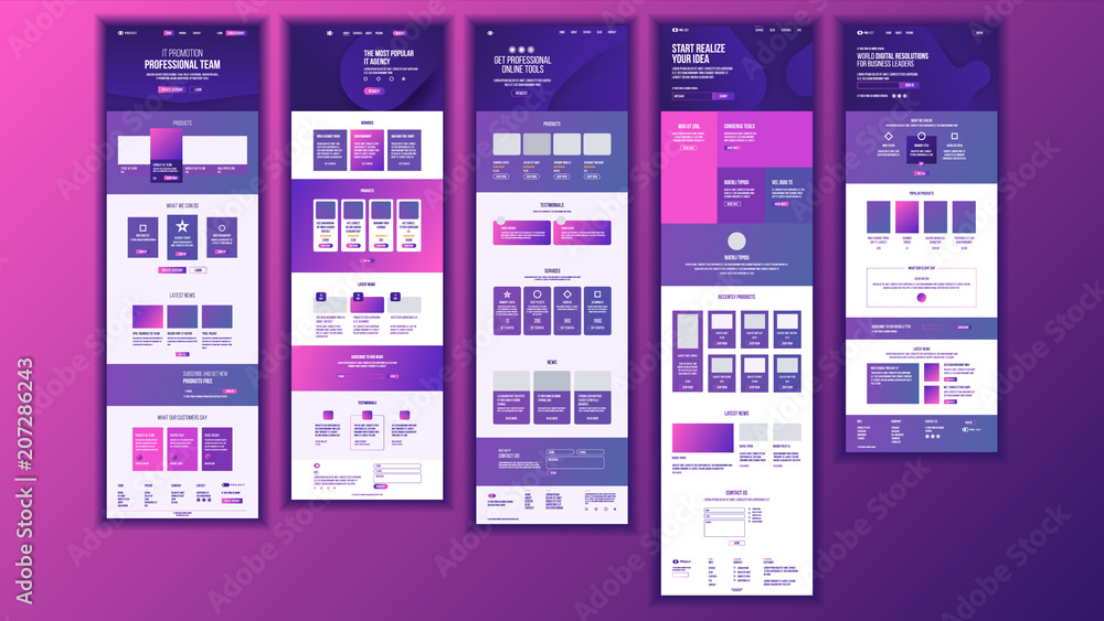 Wall mural main web page design vector. website business screen. landing template. innovation idea. engineer de