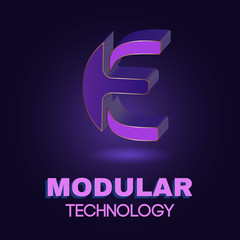 Modular technology logo design - capital E