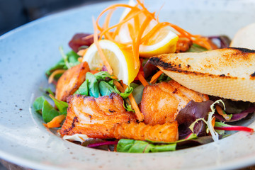 Fresh seafood salad with smoked salmon