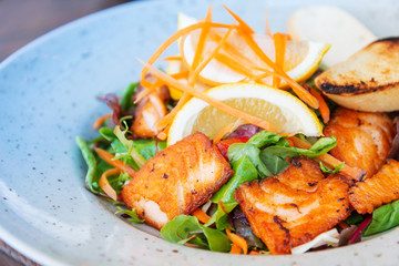 Fresh seafood salad with smoked salmon