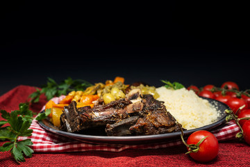 traditional moroccan dish couscous salad with Sausage