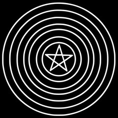 Abstract geometric pentagram in concentric circles