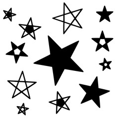 The contour and silhouette pattern with five-pointed stars 