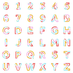 Abstract modern color line font alphabet. 3D Rendering