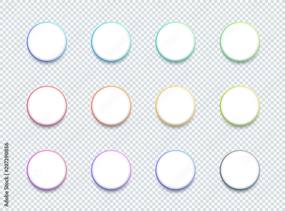 Poster vector 3d circle white text box banner elements set of 12
