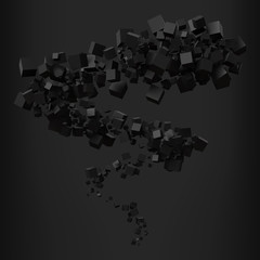 elegant black cubes in motion. 3d style vector illustration.