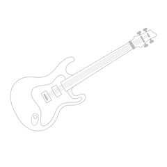 Naklejka premium Bass Gitarre - OUTLINE KONTUR - Icon Symbol Piktogramm Bildmarke grafisches Element - Web Druck - Vektor - grau auf weißen Hintergrund