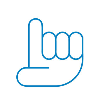Aufzeigen Hand Zwei - Icon Symbol Piktogramm Bildmarke grafisches Element - Web Druck - Vektor - blau auf weißen Hintergrund 