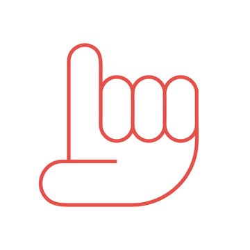 Aufzeigen Hand Zwei - Icon Symbol Piktogramm Bildmarke grafisches Element - Web Druck - Vektor - rot auf weißen Hintergrund 