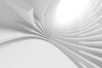 Crédence de cuisine en verre imprimé Cuisine Fond circulaire d& 39 architecture blanche. Conception de bâtiment moderne