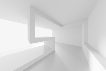 Fototapeta premium Abstract Architecture Design. White Futuristic Interior Background
