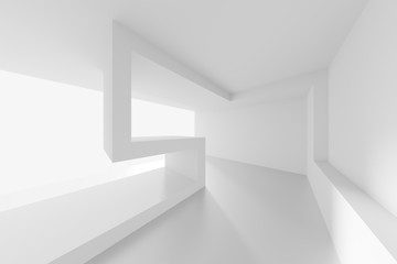 Abstract Architecture Design. White Futuristic Interior Background