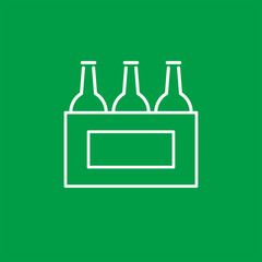 Sixpack - OUTLINE KONTUR - Icon Symbol Piktogramm Bildmarke grafisches Element - Web Druck - Vektor - weiß auf grünen Hintergrund