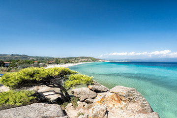 Beautiful scenery overlooking the sea. Greece. Sithonia. The Mediterranean Sea.