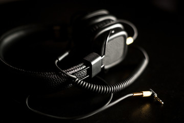 Black wired on ear headphones