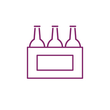 Sixpack - OUTLINE KONTUR - Icon Symbol Piktogramm Bildmarke grafisches Element - Web Druck - Vektor - violett auf weißen Hintergrund