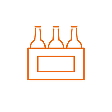 Sixpack - OUTLINE KONTUR - Icon Symbol Piktogramm Bildmarke grafisches Element - Web Druck - Vektor - orange auf weißen Hintergrund
