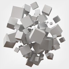 white cubes. 3d style vector illustration.