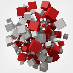 white and red cubes. 3d style vector illustration.