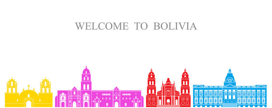 Bolivia set. Isolated Bolivia architecture on white background