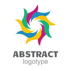 Abstract swirled logotype - stylized colorful flower - creative use of negative space