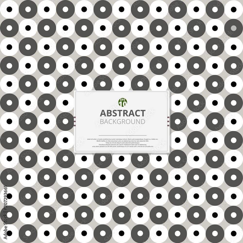 Poster circle of grey and white pattern background vector.