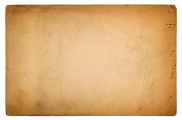 Used paper sheet Old cardboard stains white background - obrazy, fototapety, plakaty