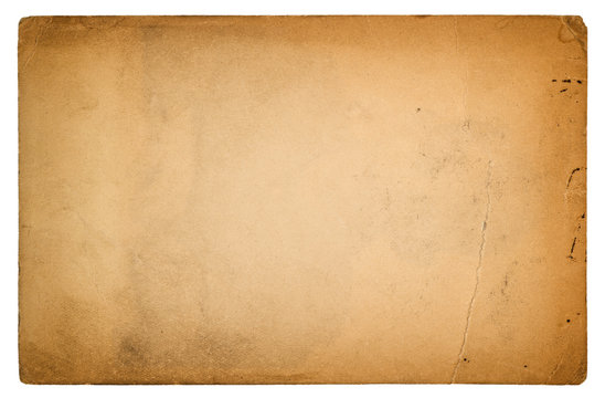 Used paper sheet Old cardboard stains white background