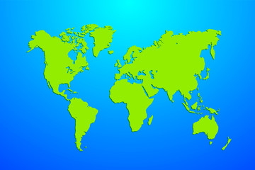Fototapeta na wymiar Green and blue map of the world. Globe Vector illustration. Earth Graph Colored world map.