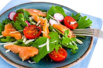 Fish dishes. Salad with salmon