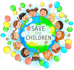 Obraz na płótnie Canvas Save the children illustration