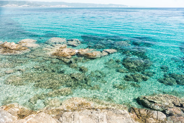 Naklejka na ściany i meble Crystal turquoise beaches of Greece. Sithonia
