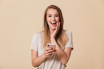 Fototapeta premium Portrait of a cheerful casual girl