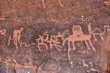 Prehistoric inscriptions in Wadi Rum, Jordan