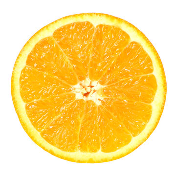 Half of juicy fresh orange isolated on white background