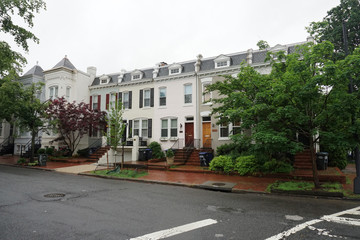 georgetown dc washington houses under the rain