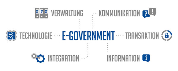 Infografik E-Government Blau