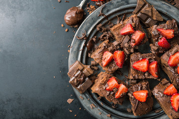View from above tasty chocolate brownies