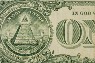 Macro shot of one dollar banknote