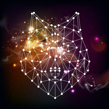 Abstract polygonal tirangle animal wolf on open space background. Hipster animal illustration.