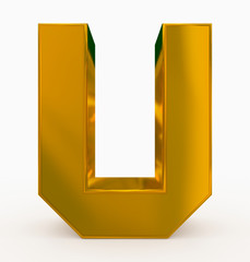 letter U 3d cubic golden isolated on white © visart