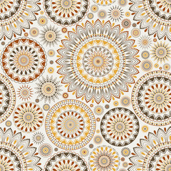 Seamless background  Eastern style. Arabic  Pattern. Mandala ornament. Elements of flowers and leaves. Vector illustration. Use for wallpaper, print packaging paper, textiles.