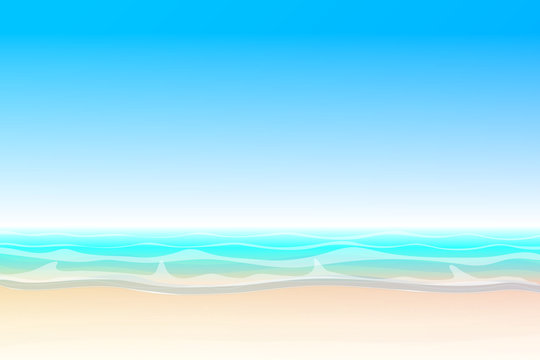 vector summer cartoon seascape, sea, ocean, beach 01