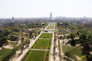 Paris in spring, view  from Eiffel tower