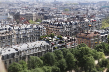 Paris in spring, view  from Eiffel tower