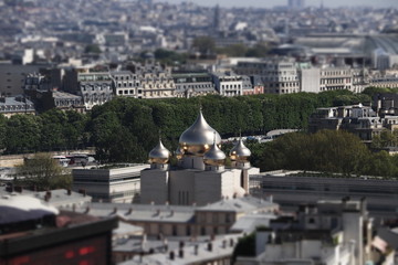 Paris in spring, view  from Eiffel tower