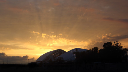 Obraz premium Sport arena sunset panoramic 16:9 horizontal