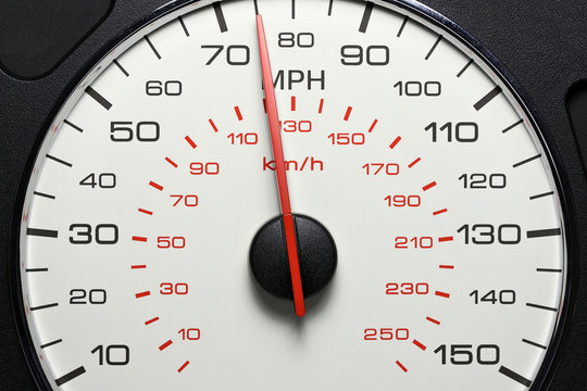 speedometer at 75 MPH